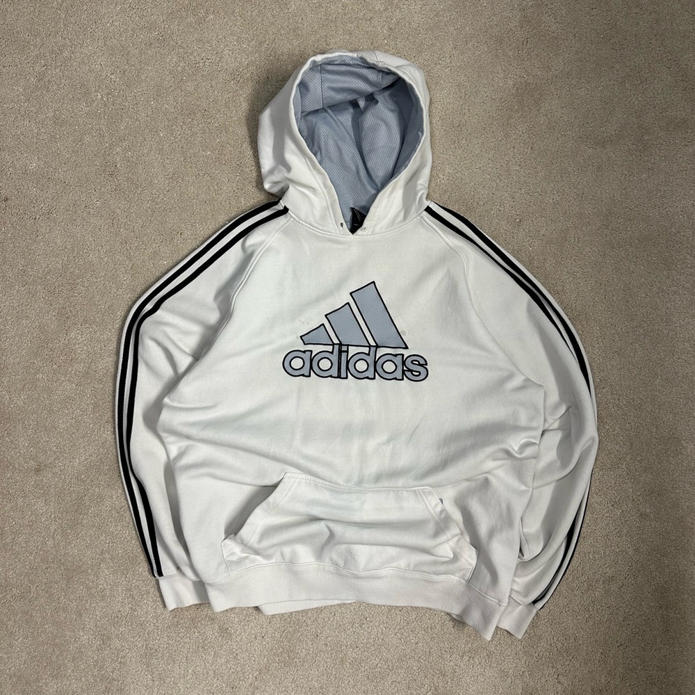 Vintage Y2K Adidas Hoodie Size XL White